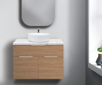 Happy 900 Cabinet In Tasmanian Oak. Shown With Caesarstone Top And Cirque Basin With Curve 600 Shaving Cabinet Above.jpg