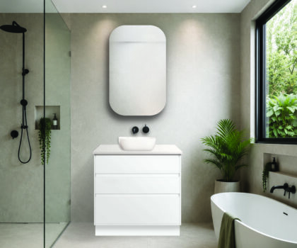 Trinity 900 Floor White + Evostone Solid Surface Top